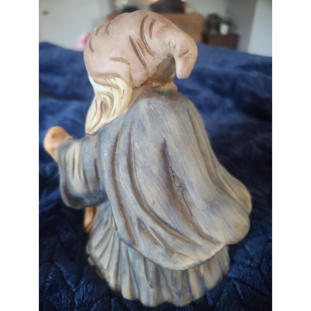 Vintage 1985 WNS Ceramic Wizard Figurine Statue Blue Robe Fantasy Decor - Picture 3 of 6